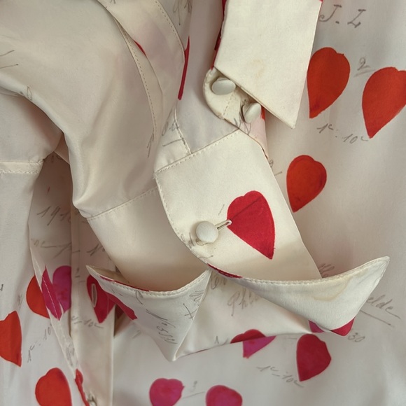 ALEXANDER MCQUEEN Printed heart pattern silk pajamas-style shirt - Picture 5 of 6